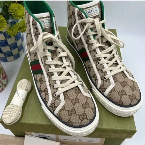 Men's Gucci 1977 tennis hightop sneakers size 11.5 made in Italy